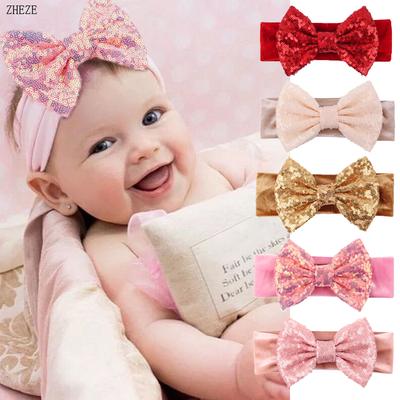 Baby Weich 5" Haarschleife Stirnband Kinder Mädchen Samt Kopfwickel Turban Kleinkind Foto Pro DIY Haaraccessoires