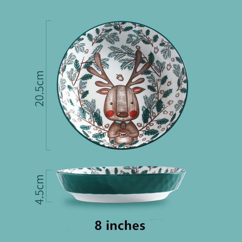 Niedlicher Cartoon-Keramikteller für zu Hause, flache Teller, Abendessen, Hauptgericht, Speiseteller, Keramikteller, Salatteller, Geschirr