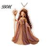 Christmas Ornaments 2D Flat Acrylic Ornaments, Bead Embroidered Art Goddess Exquisite Tree Charms Pattern Pendant, Double-Sided Hanging Charm for Home