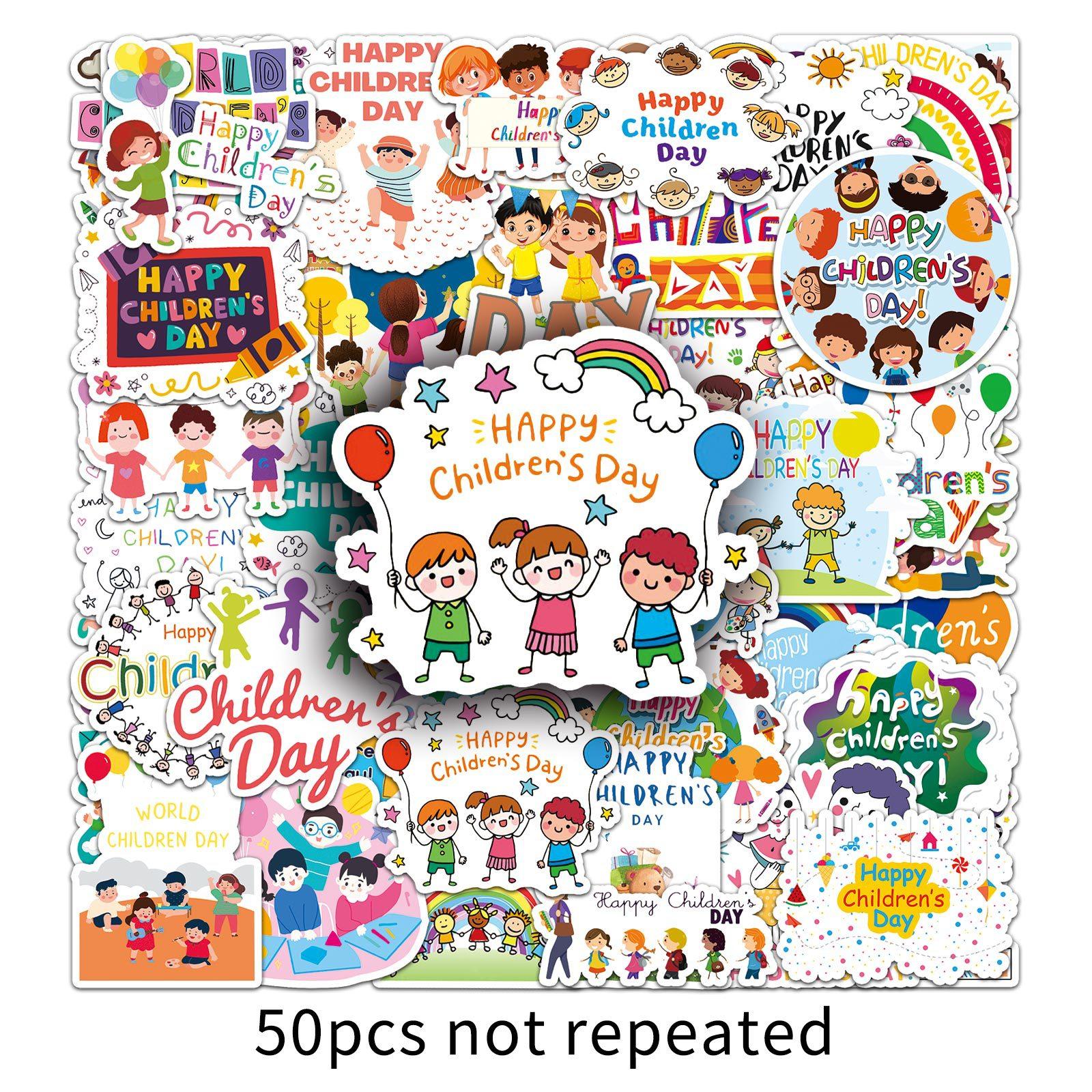 

50 Children s Day Graffiti Stickers Personalized Cartoon Cute Decorative Mobile Phone Case Water Cup Suitcase Stickers