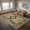 Tappeto a tema ispirato ai nativi americani, Mandala tribale e Tappetino antiscivolo geometrico per camera da letto, soggiorno, Tappeto decorativo rustico