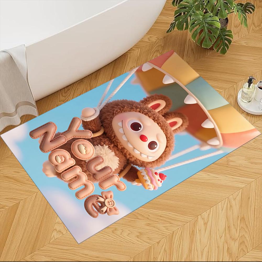 Labubu Customizable Name Area Rug Perfect for Bedrooms Foyer Outdoor Dining Room Antislip Carpet Anime Office Decor Perfect Gift for Friends & Family