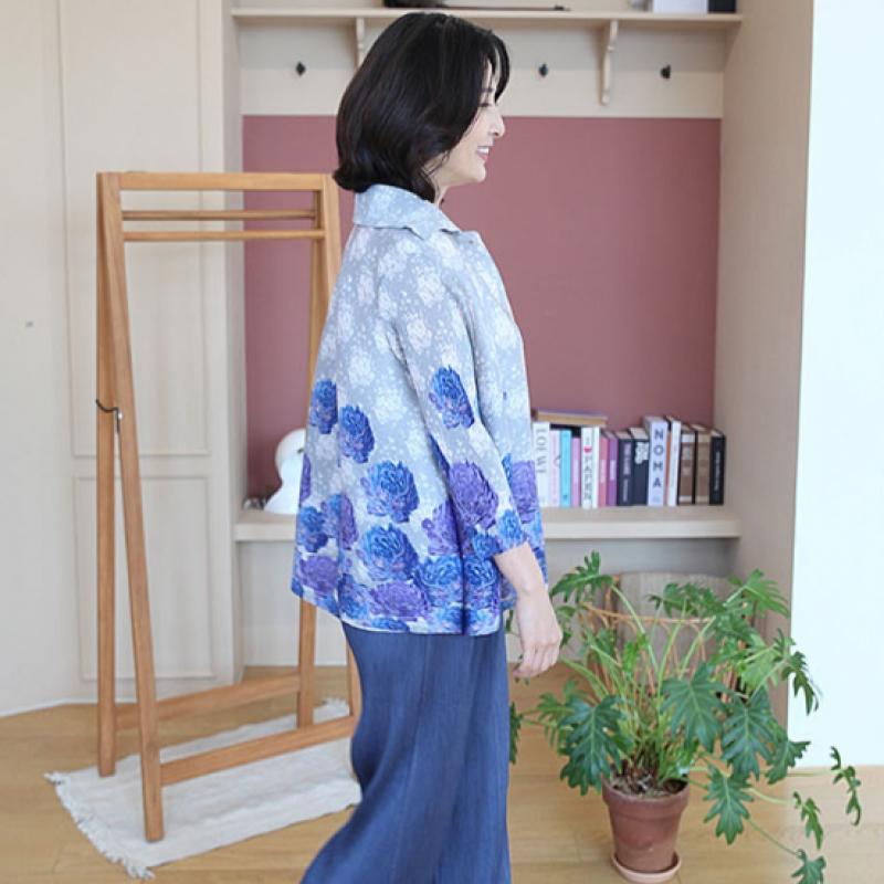 Shiz Madam Pleated Jacket Watercolor Flower J31708