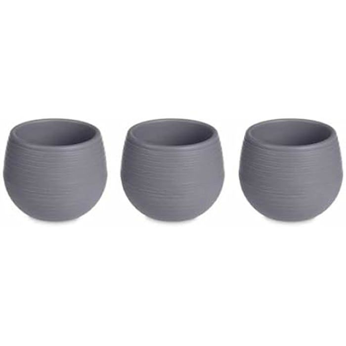 Pots de fleurs - IBERGARDEN - Lot de 6 - Plastique - Anthracite - 12 x 12 x 11 cm