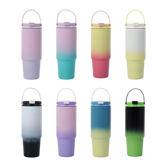 30 Oz Stainless Steel Tumbler with Handle Straw Lid Insulated Travel Mug Leakproof Water Cup for Home