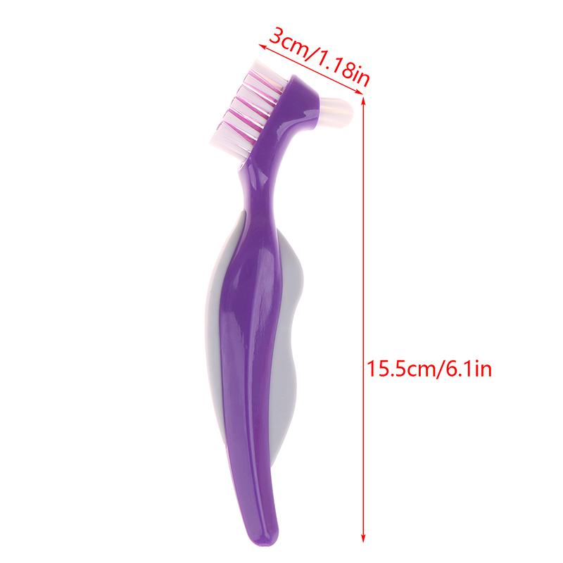 Multi-Layered Bristles Denture Cleaning False Teeth Brush Oral Care Non-Slip Ergonomic Rubber Handle Dual Heads Antibacterial