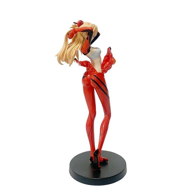 Asuka Langley Soryu Statue -02 Red Plug Suit PVC 1/7, Long Blonde Twin Tails, Sexy Action Pose Desktop Gift