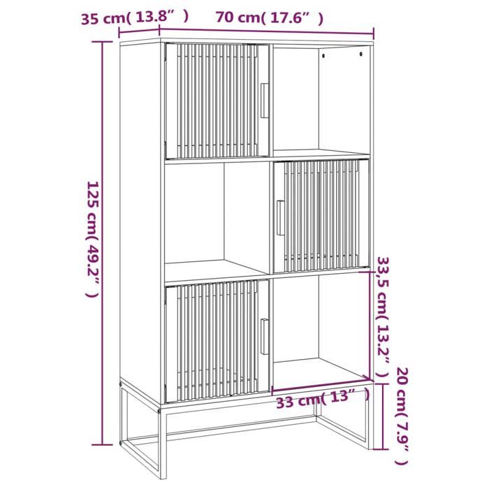 VidaXL Buffet haut noir 70x35x125 cm bois d'ingénierie, buffet, meuble de rangement, placard, armoire, meuble de salon, 352137