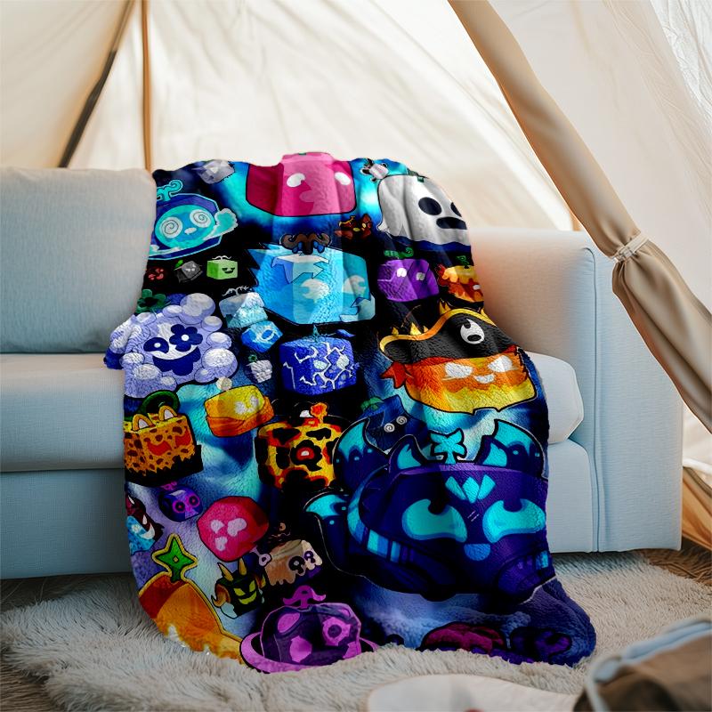 Coperta Stampata Tema Blox Fruits - Perfetta per Divano, Letto, Viaggio e Uso Esterno | Lavabile in Lavatrice, Accogliente e Durevole.