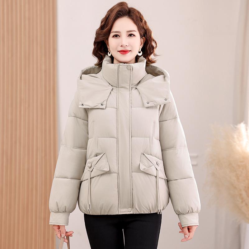 Middle-aged and Elderly Down Cotton Clothes Women's Short Hooded Winter New Fashion Korean Version Cotton-padded Clothes