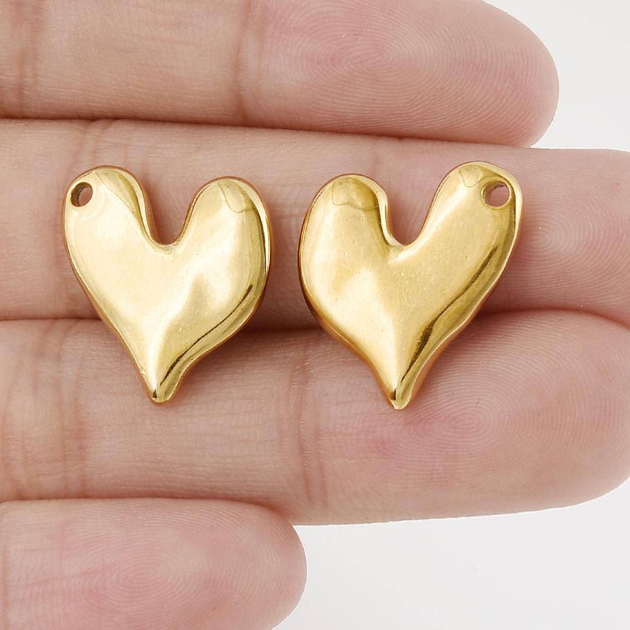 6pcs 13/15/16/29mm Fashion Heart Charm Stainless Steel Charms For Jewelry Making Supplies Handmade Earring Bracelet Love Pendant