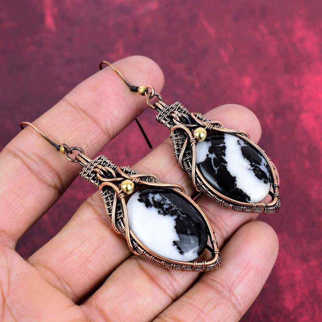 White Buffalo Turquoise Earring Copper Wire Wrapped Earrings Natural Gemstone Earring Handmade Copper Jewelry Gifts For Her Designer Earring