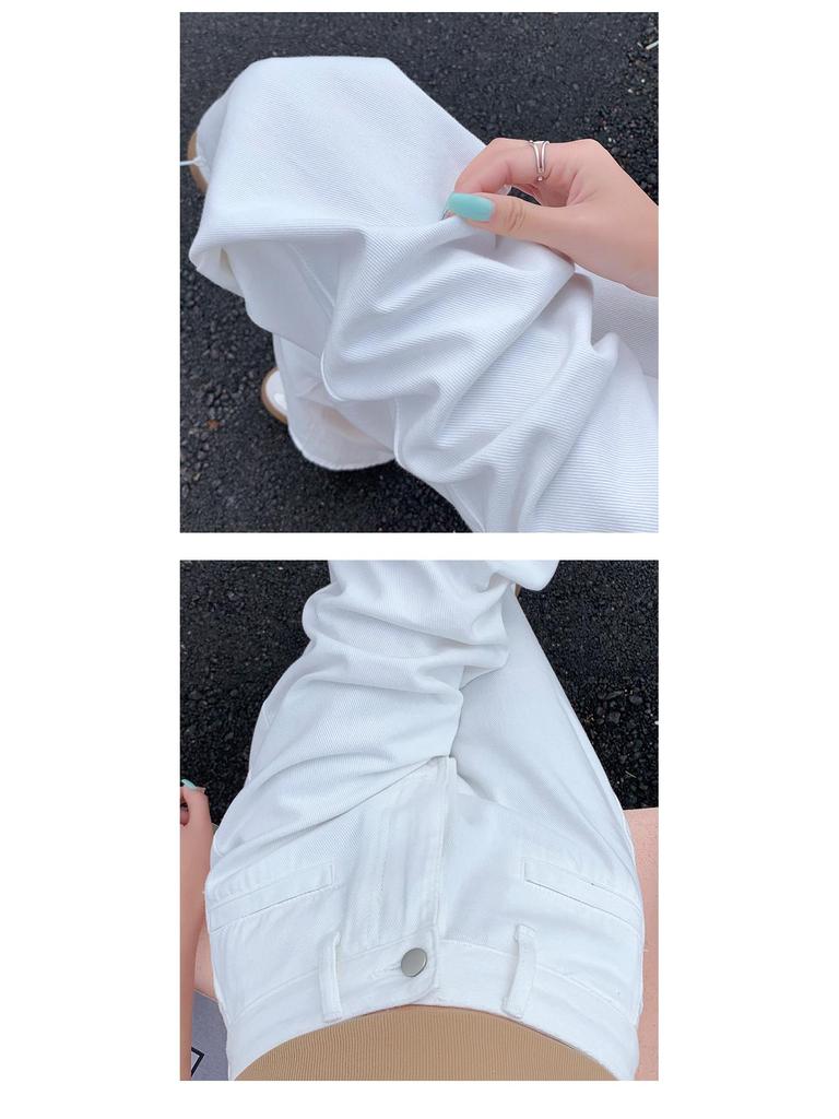 Women's High-Waisted White Wide-Leg Jeans - Spring 2025 Collection, Slimming Petite Fit with Advanced Drape