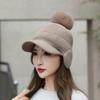 1Pc New Hat Winter Ear Protection Fleece Thermal Cotton Cold Autumn and Winter Foreign Style Knitted Fleece Wool Peaked Cap Women