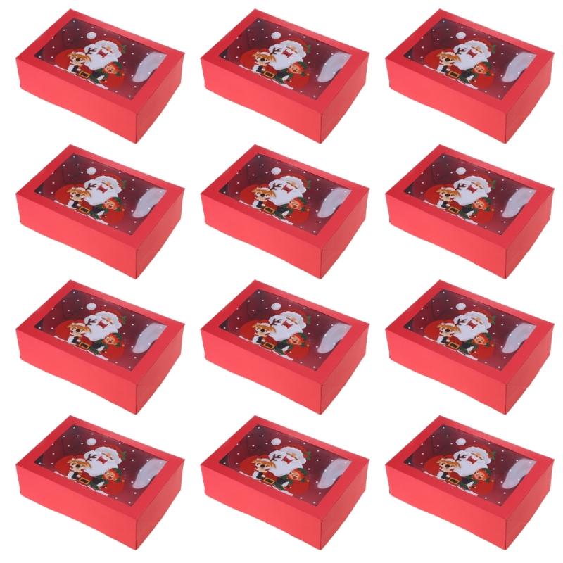 12 Pcs Christmas Cookie Boxes Holiday Gifts Baking Box Food Treat Container