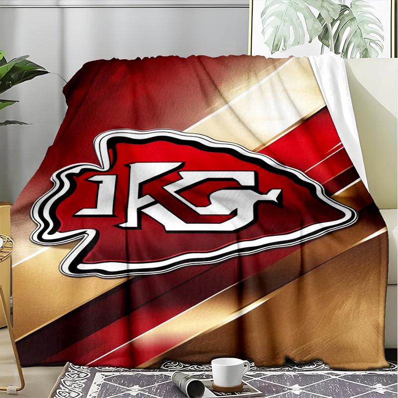 1PC City Chiefs Emblem Printed Soft Flannel Blanket Throw for Adult Bedroom Living Room Sofa Camping Travel Fan gifts Christmas Gifts