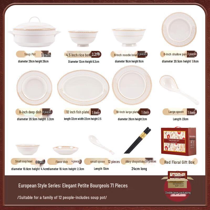 Jingdezhen Light Luxury Ceramic Dinnerware Set