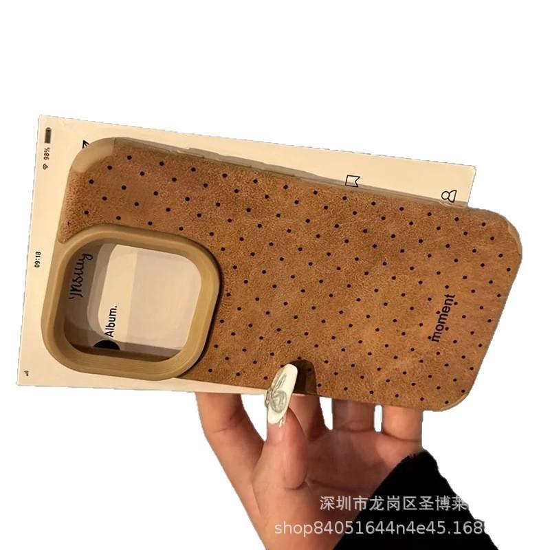 Black Polka Dot for iPhone16/15ProMax Apple 15 Mobile Phone Case 11 Fluff Leather XR Protective Case