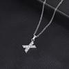 European & American Inlaid Rhinestone English Letter Choker Necklace for Women - Stainless Steel Pendant Jewelry Accessory