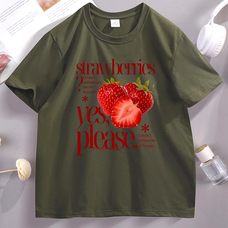 Strawberries Graphic T Shirts Unisex WoUnisex Funny Cotton Short Sleeve Tshirt Comfortable New Tee Summer Fashion Tshirt WoUnisexs Tops