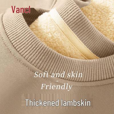 VANCL Men's Lamb Wool Fleece Round Neck Pullover Sweatshirt