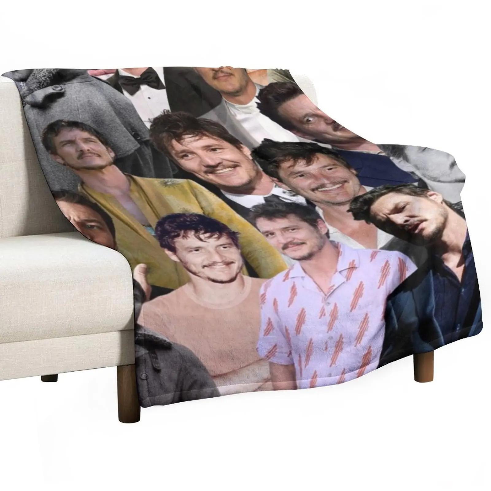 pedro pascal photo collage Throw Blanket Blanket For Baby Softest Blanket Furry Blankets Soft Big Blanket Size: 75*100cm, Weight: 230 GSM