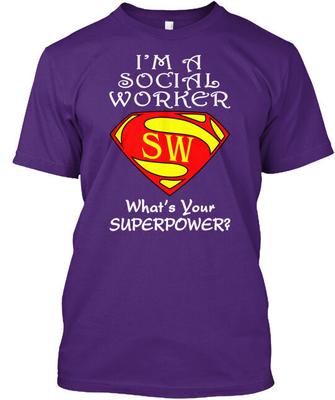 Maglietta SUPER SOCIAL WORKER, prodotta negli Stati Uniti, taglie dalla S alla 5XL.