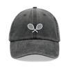1 Stück Tennis Schläger Gekreuzt Retro Gewaschen Baseballkappen für Damen,mode Einfach Unisex Verstellbare Dad Hat für verblassten Sport Gebrauch