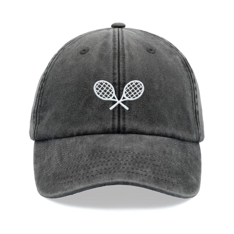 

1pc Tennis Racquets Crossed Retro Washed Baseball Caps for Women,fashion Simple Unisex Adjustable Dad Hat for Faded Sport Ues Adjustable чёрный