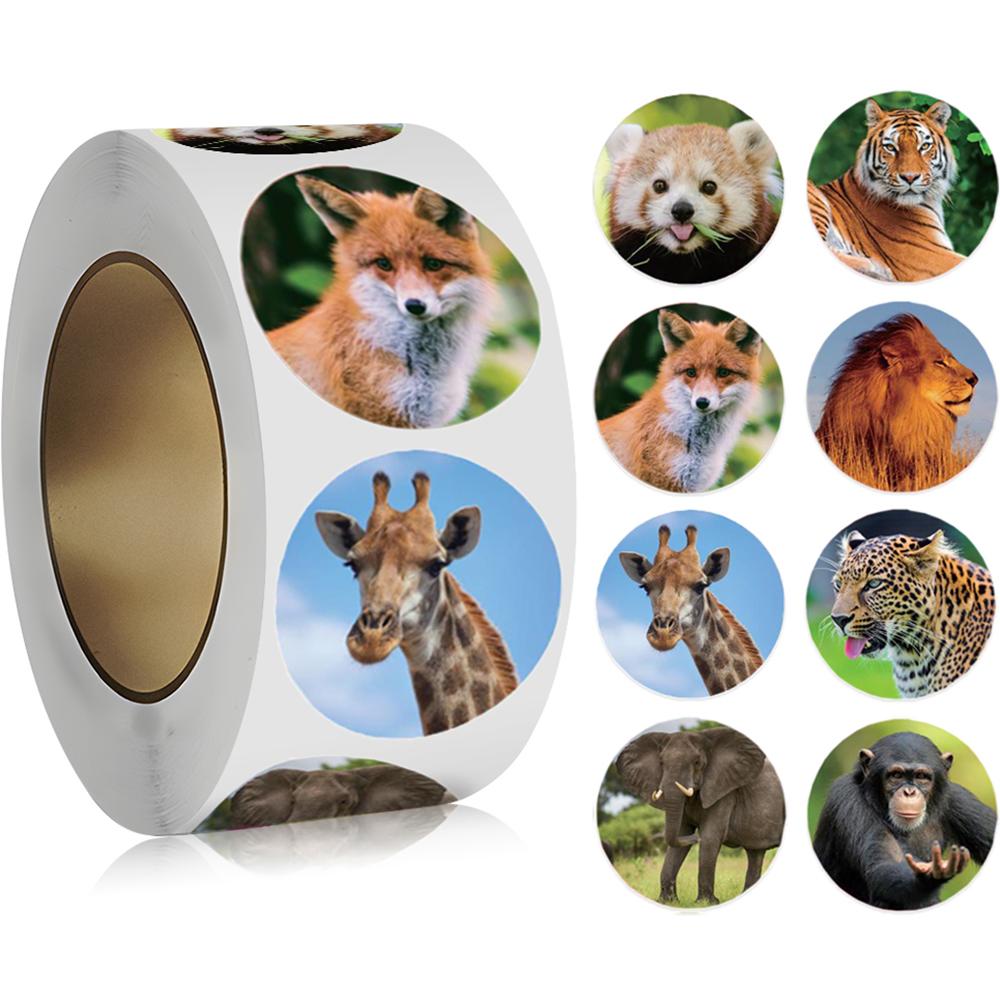 50-500Pcs Animal Reward Stickers Stationery Stickers 1Inch Round Gift Decorative Label