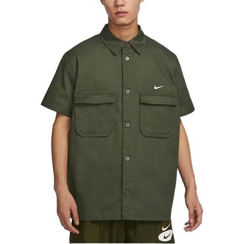 Nike Life Solid Color Woven Military Style Casual Comfortable Embroidered Short S зеленые хаки