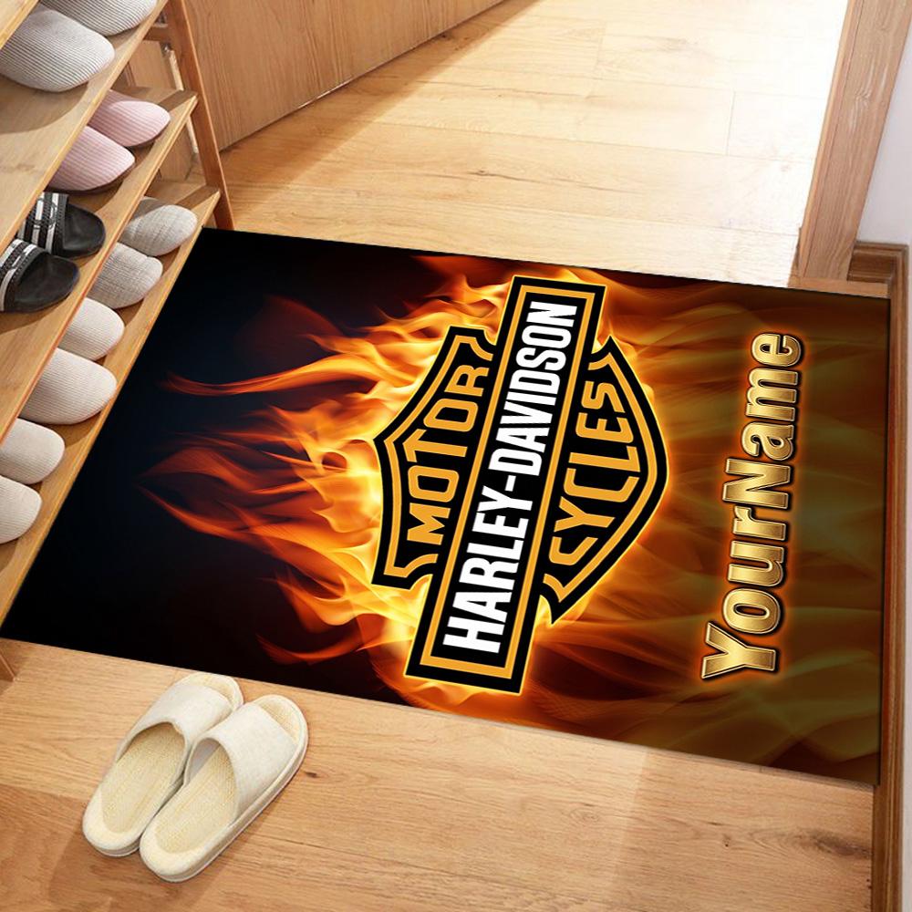 Harley-davidson Motorcycles Personalized Name Area Rug Design for Hallway Decorate room Kitchen Living Rooms Anti-slip Rug Anime Office Decor
