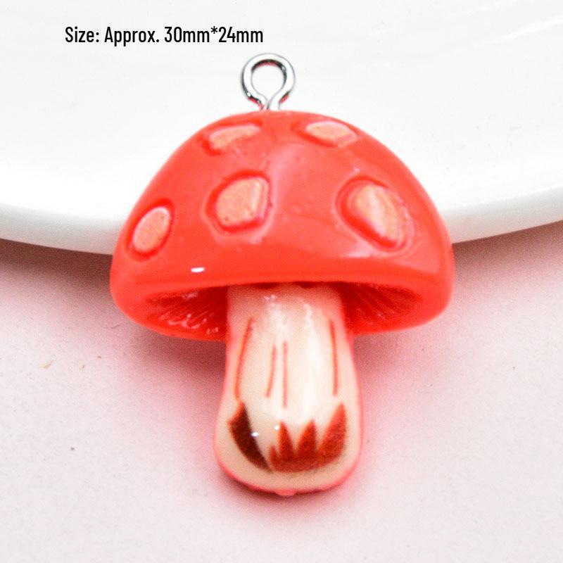 Resin Cartoon Mushroom & Red Umbrella Bag Charm DIY Jewelry Accessory