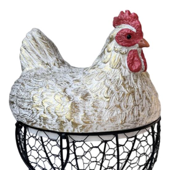 Cesto porta uova di gallina in rete metallica nera antiruggine, porta uova decorativo durevole, cesto per uova in stile fattoria per cucina e tavolo da pranzo