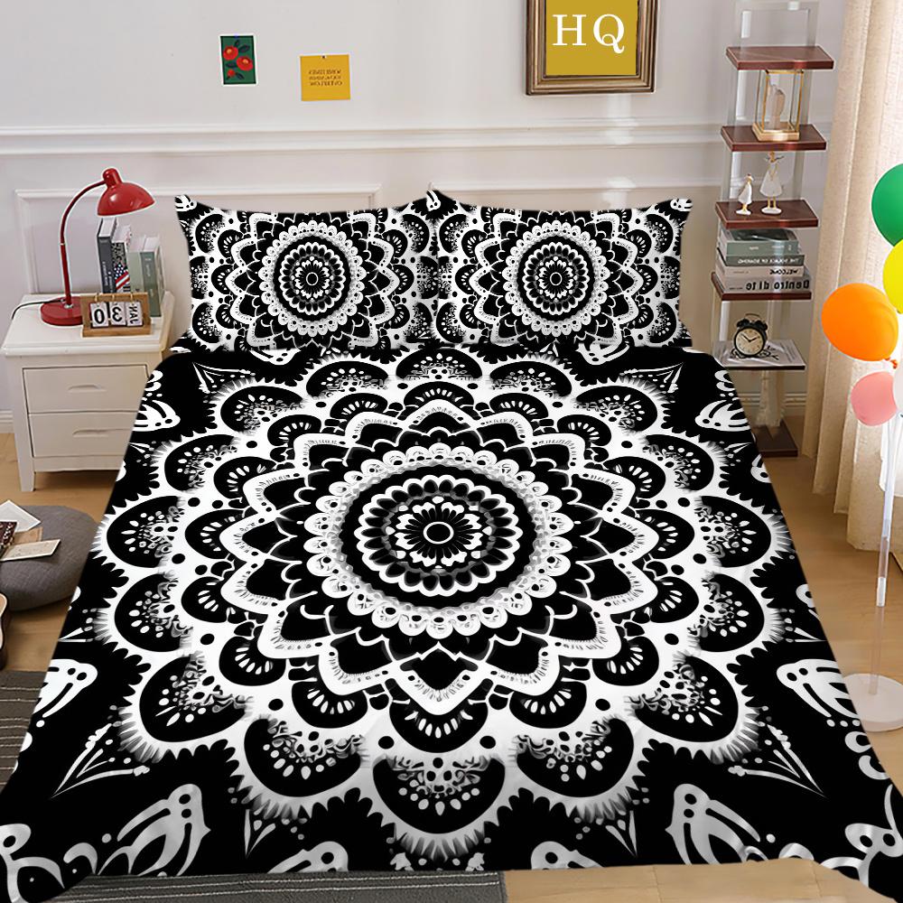 Zestaw poszewek na kołdrę 3D w kolorze czarnym Paisley King Size Home Textiles Girl Bedspread Luxury Bedding Cover Set