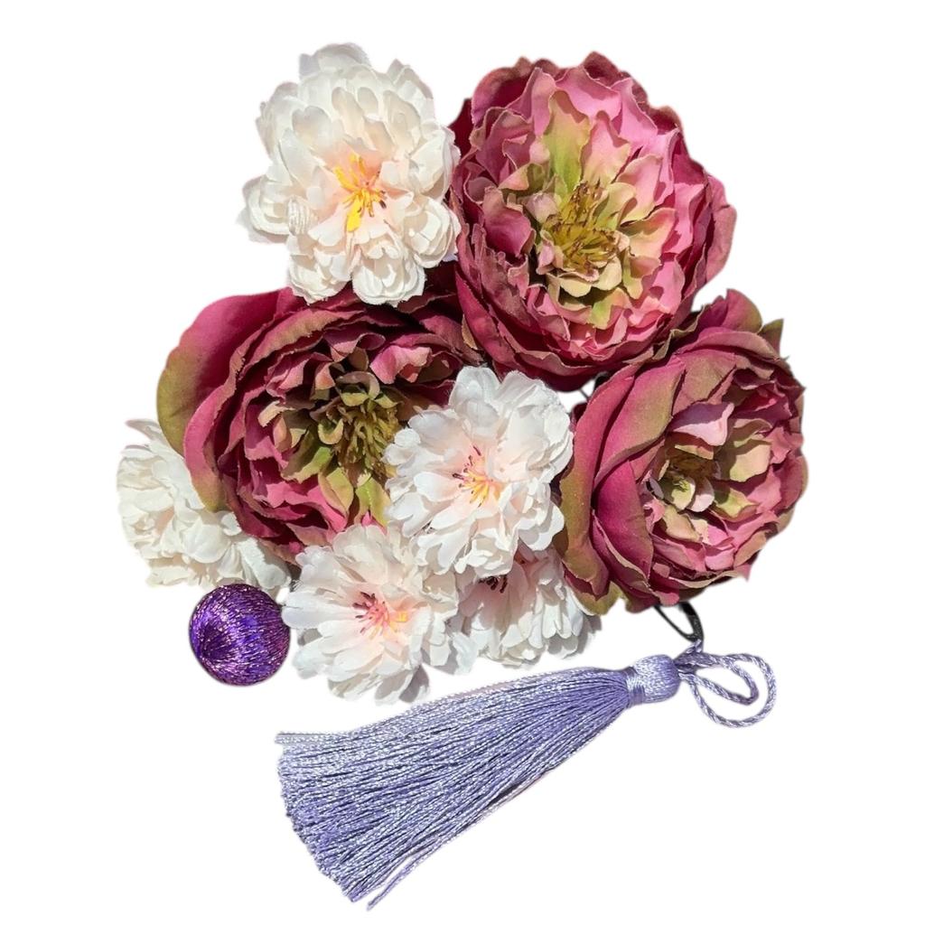 'Lexington & Canopy' Rose Set (10 Pieces, Red Tones) - Perfect for Coming-of-Age Ceremony, Graduation Ceremony, Kimono, Yukata, and Shichi-Go-San. A
