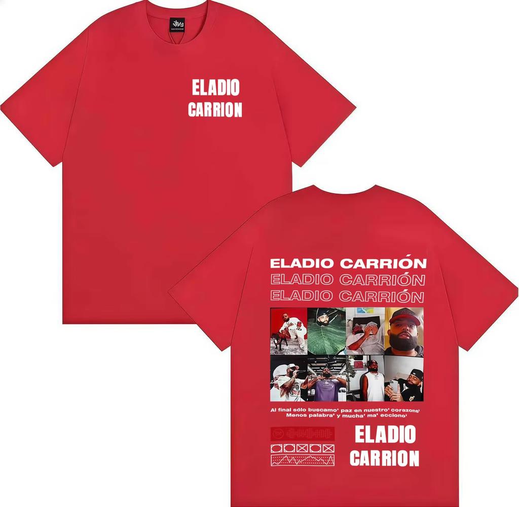 Rapper Eladio Carrion  Trendy Music pure cotton Print ONeck Short Sleeve Top 2026 Spring summer Mens Casual Tshirt y2k ins