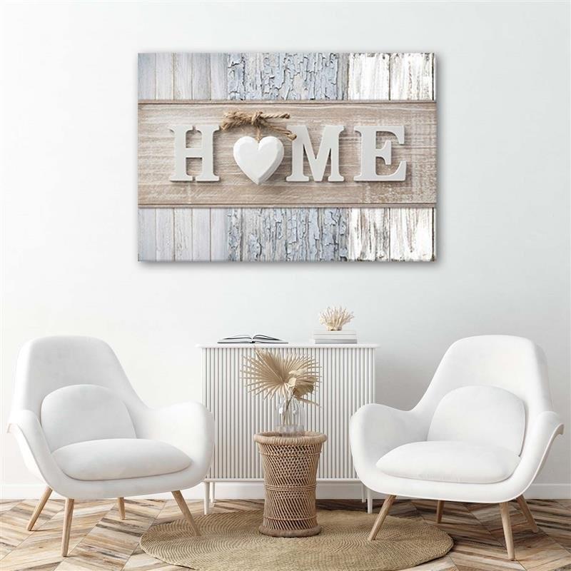 Canvas Print, Home Inscription On a Background of Vintage Boards
