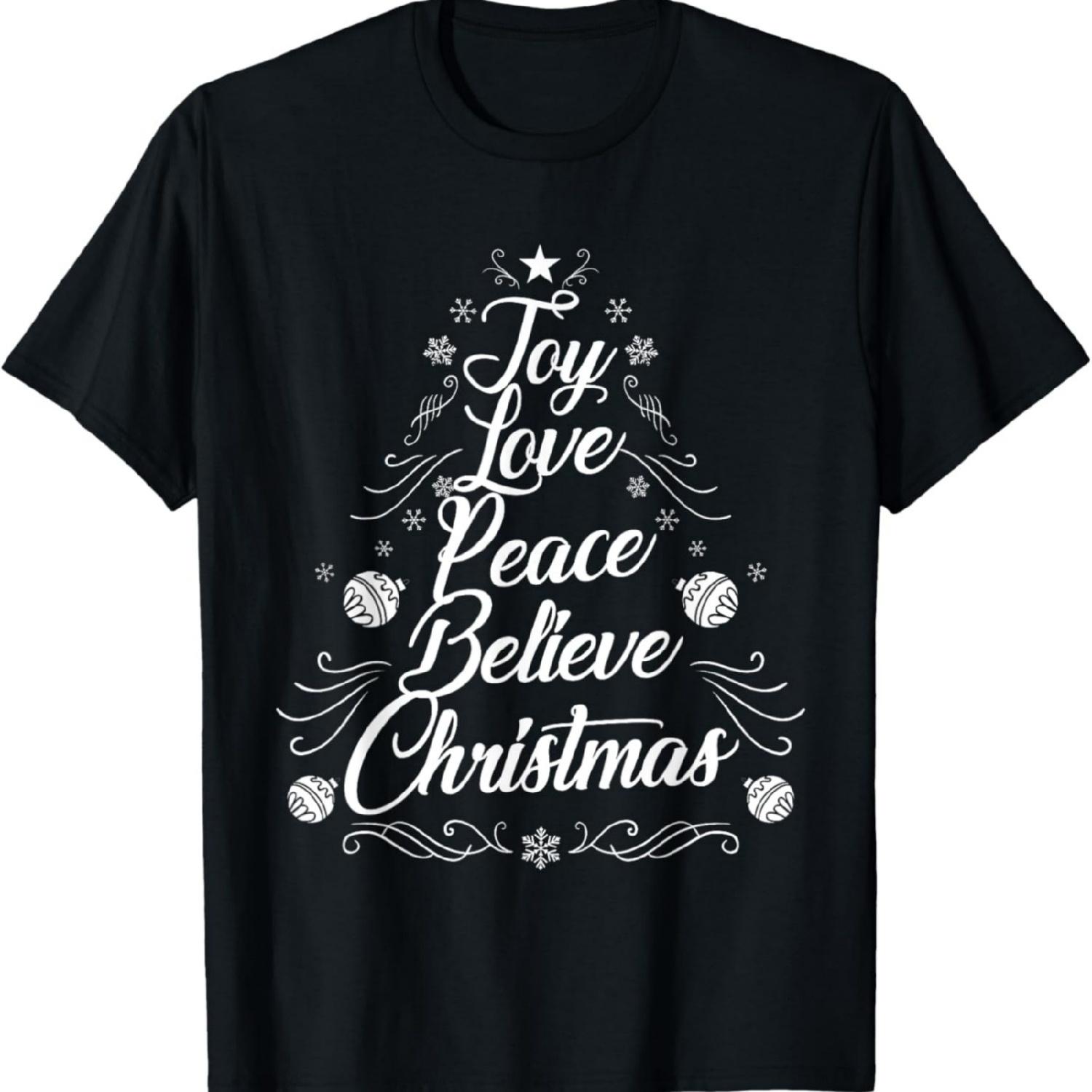 

Joy Love Peace Believe Christmas Xmas Tree T-Shirt XXXXXL різнокольоровий