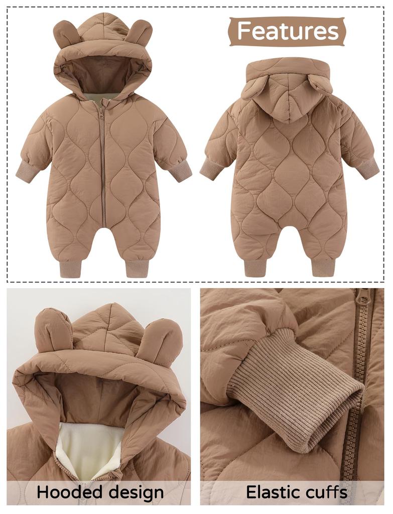 Maeau Newborn Baby Girl Romper for Fall and Baby Outdoor Cold Weather Long Bear Baby Light Size 73 Winter, Coat, One-Piece, Coverall, Sleeve, Design,