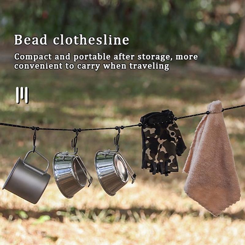 1pc Camping Stretch Clothesline With 12 Clips Windproof Travel Clothesline Elastic Laundry Clothes Line For Hotel Trip Cruise