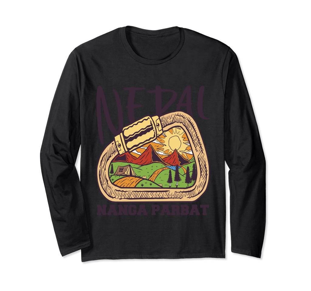 Nanga Parbat Mountaineer Mountain Nature Hiking Nepal Climbing Long Sleeve T-Shirt