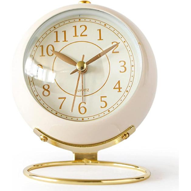 Small Table Clocks, Hongyada Classic Non-Ticking Desk Alarm Clock with Backlight Battery Operated HD Glass for Bedroom Living Room Kitchen Bedside