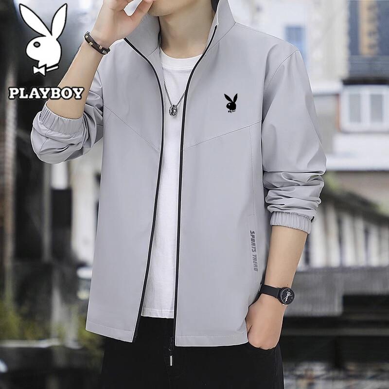 Playboy Men's Casual Stand Collar Spring Autumn Jacket
