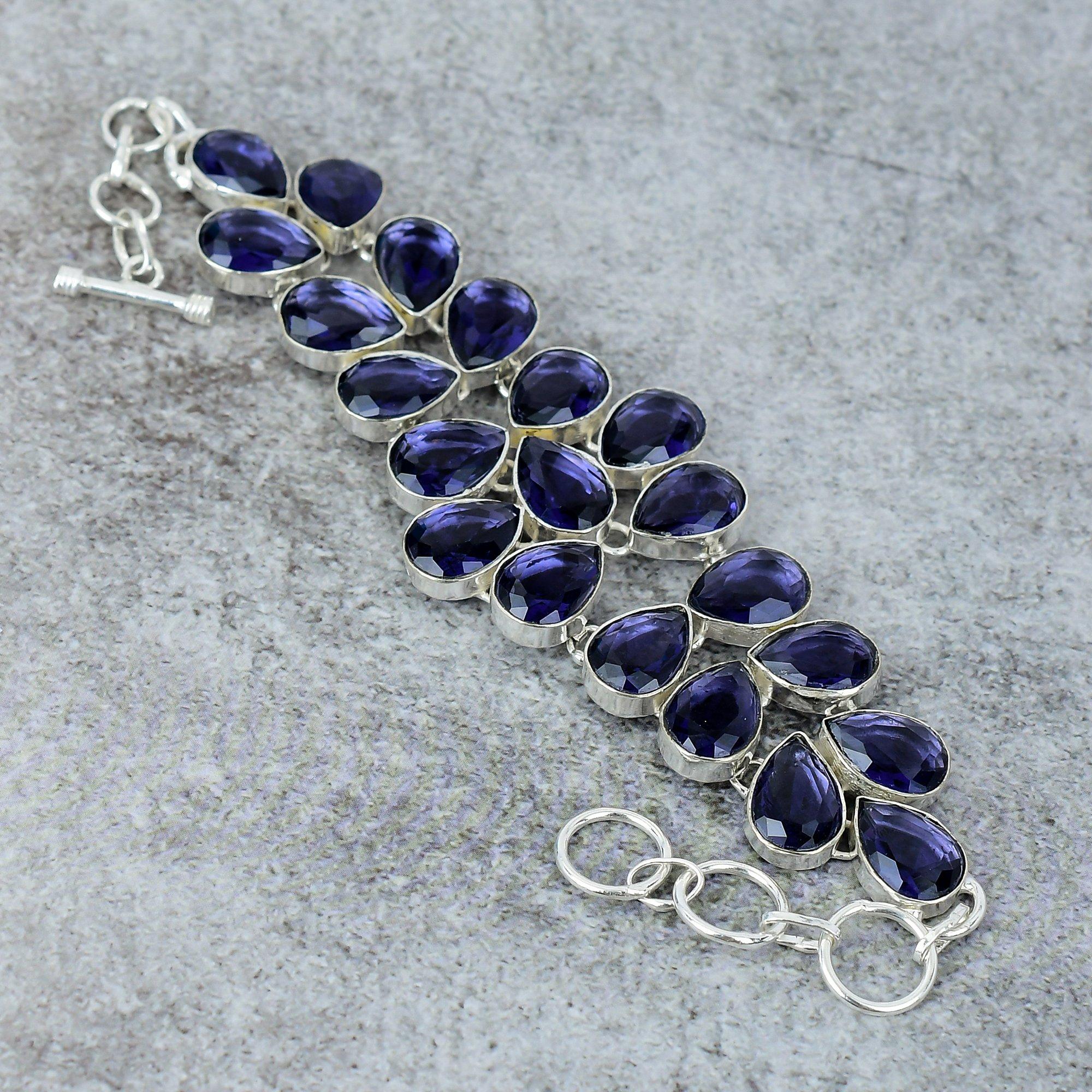 

Amethyst Gemstone Handmade 925 Sterling Silver Bracelet 7-8 M-306