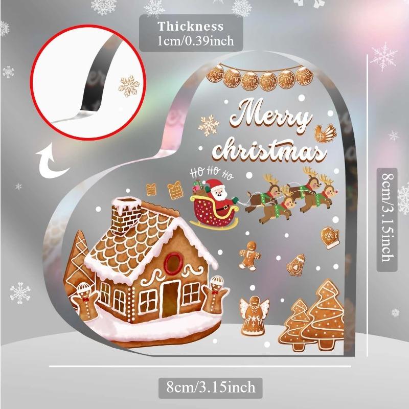2D Flat Heart Shaped Christmas Acrylic Desktop Decoration, Home Decor Plaque Hanging Wall Art Decorative Garden Decoration for Room Door Signs Hanging