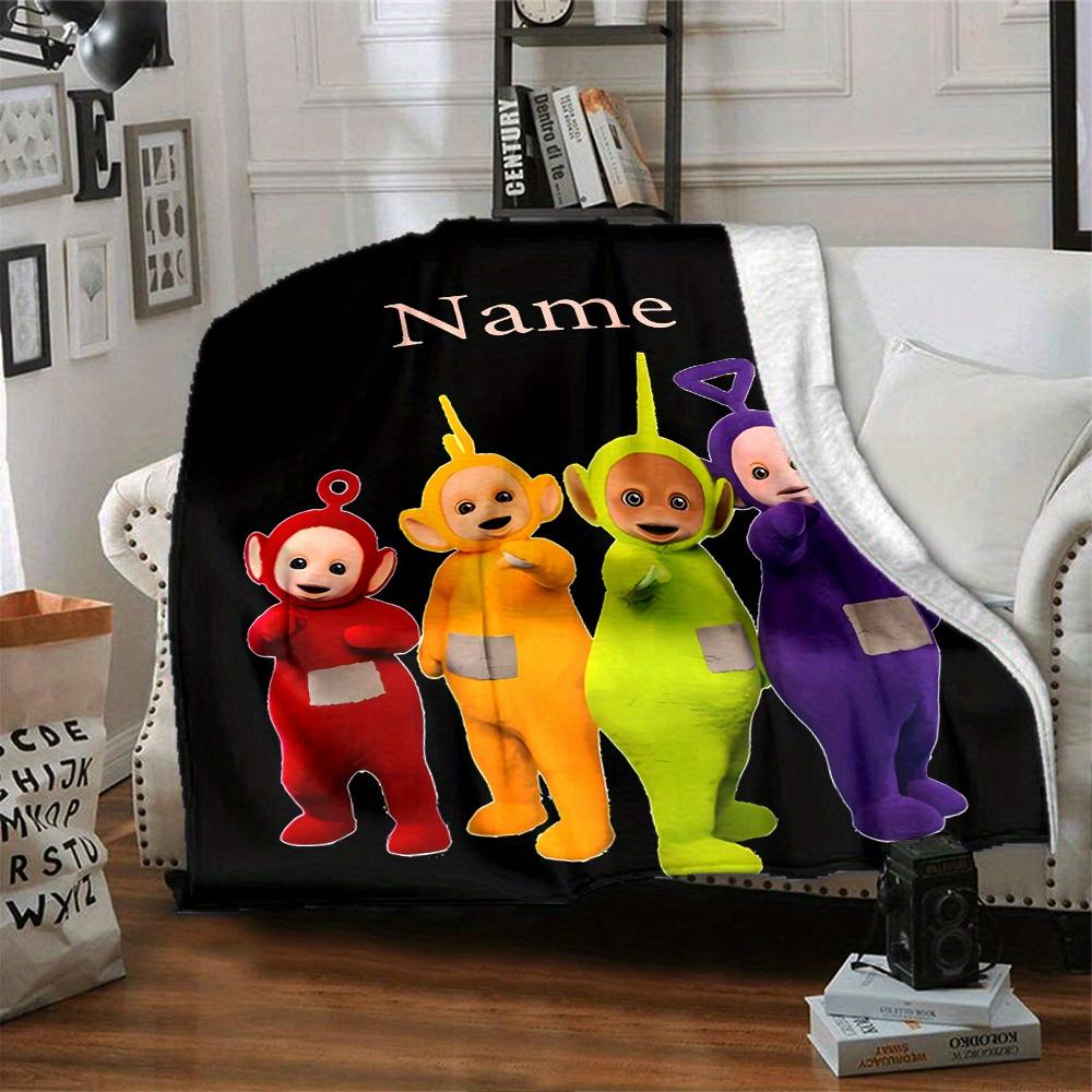 Teletubbies Friends Themed Flannel Blanket Personalized Name Soft Warm And Versatile For Sofa Bed Office And Travel Machine Washable Comfortable In