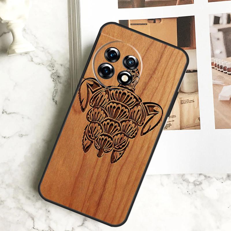 Turtle Wood Pattern Case For OnePlus 12 12R 11 9 10 Pro 10R 9R 8T 10T Nord CE 2 3 Lite 2T CE4 N10 N20 N30 Cover