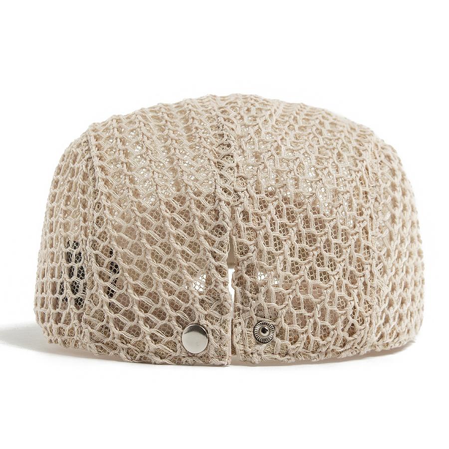 Cappello Uncinetto Estivo Sottile Donna Moda Berretto a Rete Casual Uomo Cappellino Newsboy Intrecciato Visiera Piatta Cappello Donna Per 56-60cm Regolabile