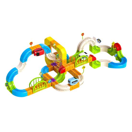 1 Set Çocuk Elektrikli Raylı Tren Oyuncak DIY Tren Yapı Bloğu Ray Yapım Kiti Küçük Çocuklar Erkek Kızlar Elektrikli Tren Ray Montaj Oyuncak